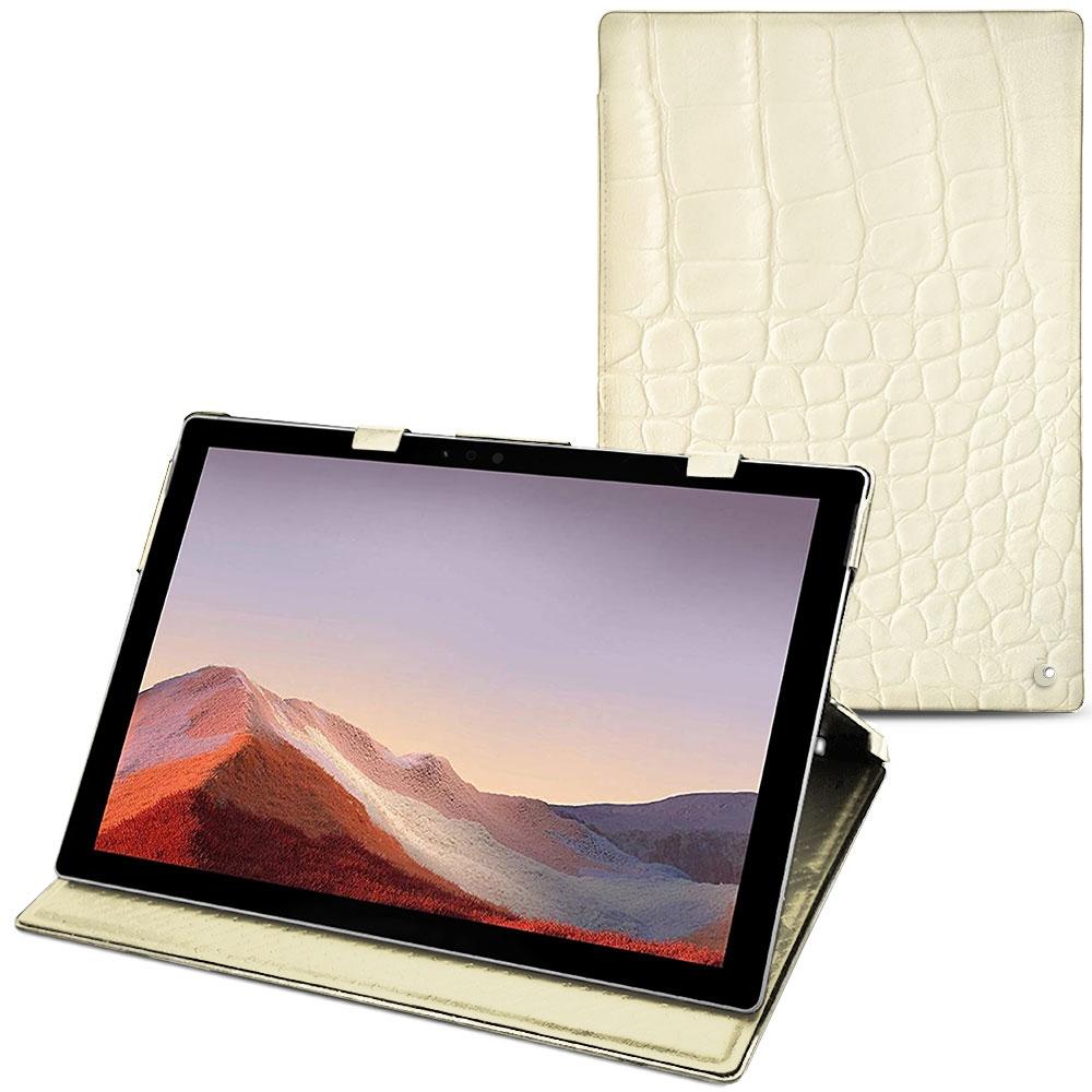 Thumbnail - Noreve Lederschutzhülle vertikal (Microsoft Surface Pro 7), Tablet Hülle, Beige