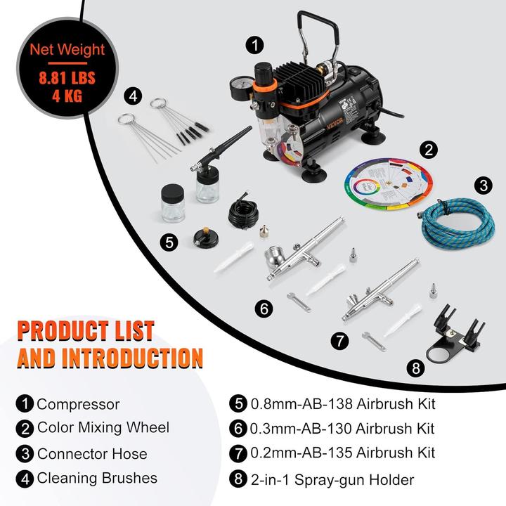 Actual product image Vevor Dual Action Airbrush Spray Gun Set