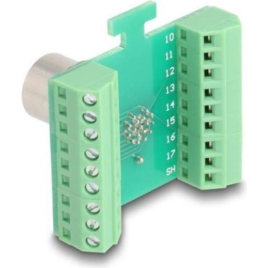 Thumbnail - Delock M12 Übergabemodul Adapter 17 Pin A-kodiert Stecker zu, Elektronikkabel + Stecker, Grün