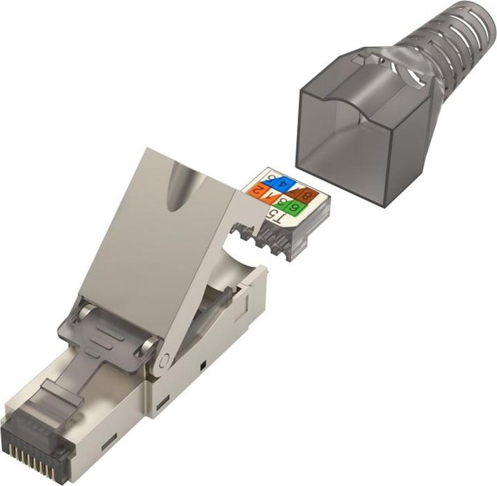 Hama Netzwerkstecker, CAT-6a, 10 Gbit/s, geschirmt, werkzeuglose Montage (Netzwerkkabel Stecker)