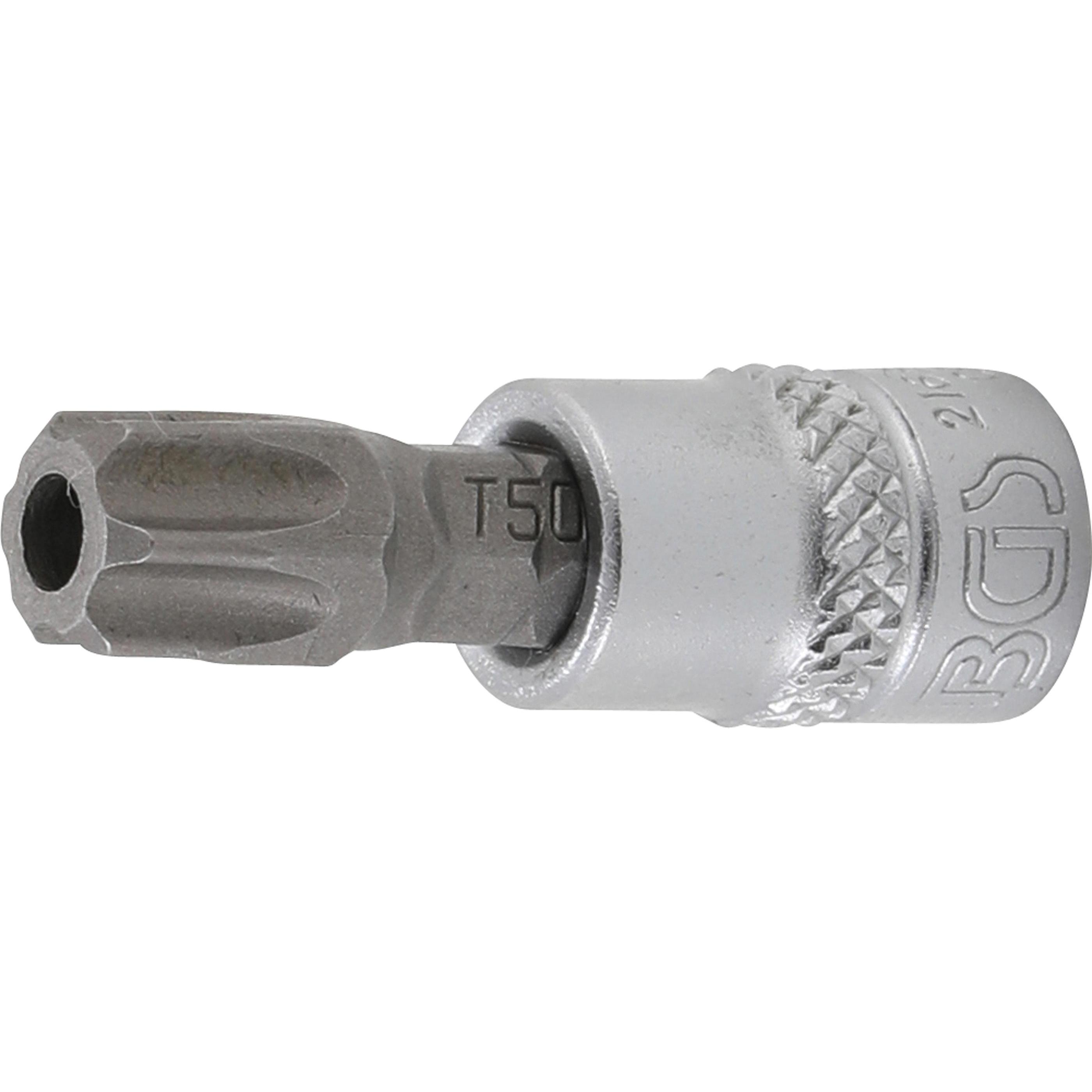 BGS, Bits, Bit-Einsatz Antrieb Innenvierkant 6,3 mm (1/4") T-Profil (für Torx) mit Bohrung T50 (6,3 mm)
