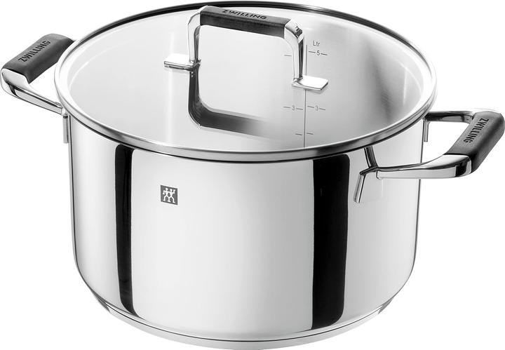 Actual product image Zwilling POLETTO 5-piece stainless steel saucepan set with glass lids INDUCTION (28 cm, Pan set + pot set, Stainless steel)