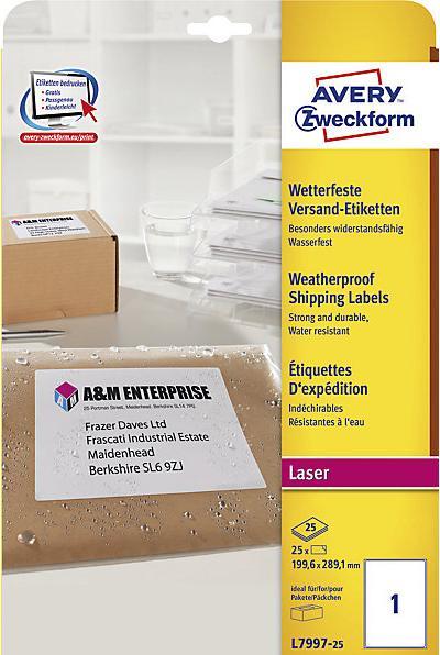 Actual product image kaiserkraft Weatherproof shipping labels
