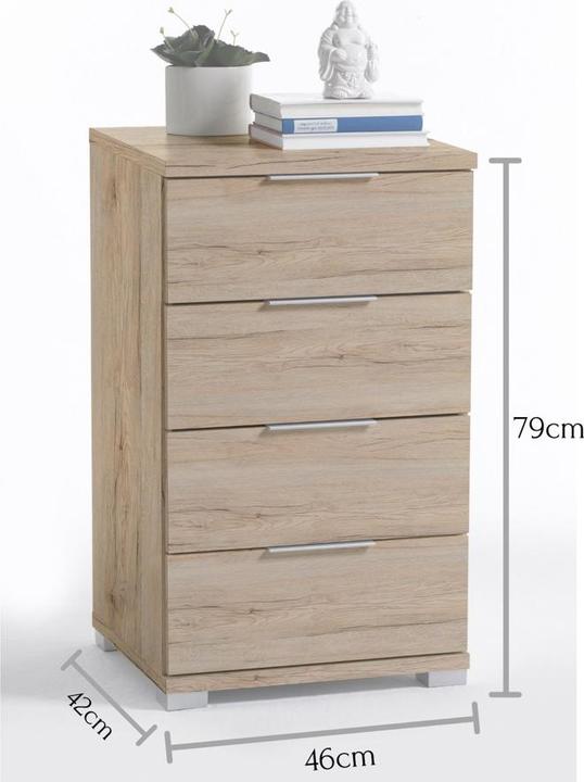 Actual product image Schlafkontor Bedside chest of drawers 4 drawers wood-based material decorative foil 46x79x42 cm (46 x 42 x 79 cm)