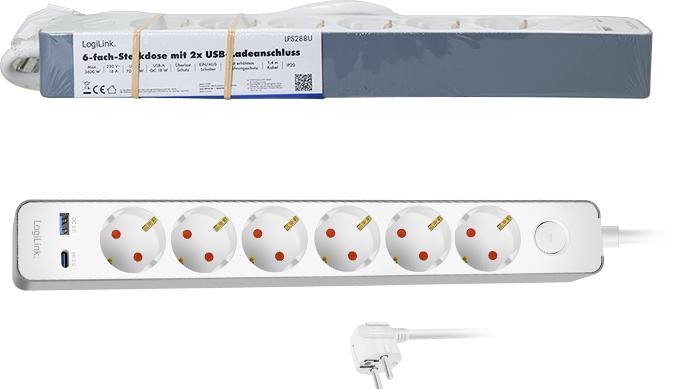 Produktbild LogiLink Prüfen (6x, CEE 7/3, 1.40 m)