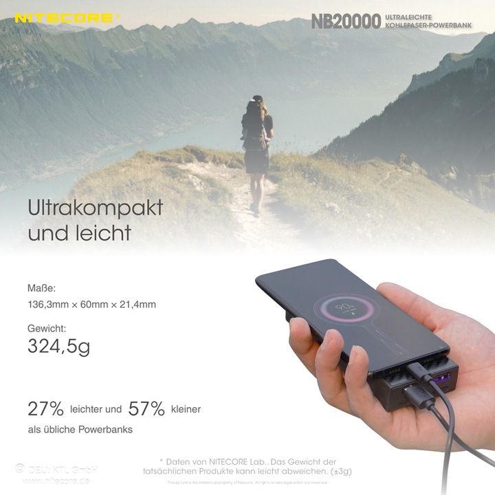 Produktbild Nitecore NB20000 (20000 mAh, 45 W, 77 Wh)