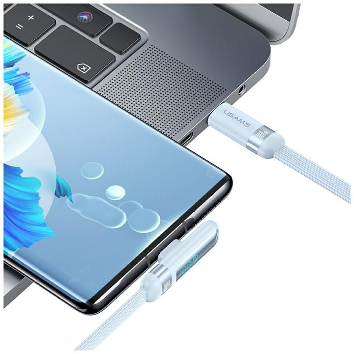 Image du produit Usams US-SJ653 PD100W Type-C To Type-C Right-angle Fast Charging & Data Cable-wind series 1.2m - White (1.20 m, 100 W)