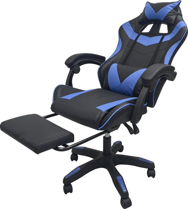 Actual product image HTI-Living Ergonomischer Gaming Stuhl mit Fussstütze Racing-Design Schwarz-Blau