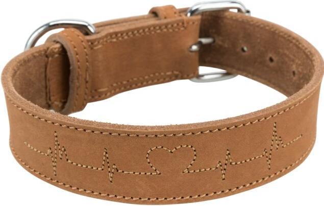 Actual product image Trixie Rustic fat leather necklace Heartbeat (M, Dog, Dog sport)