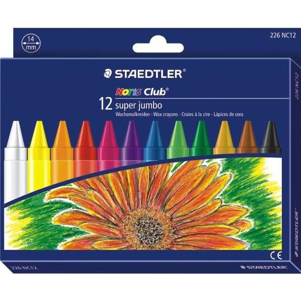 Staedtler, Malstifte, Noris super jumbo 226 Super jumbo Wachsmalkreide Kartonetui mit 12 Stück, sortiert (Farbig sortier...