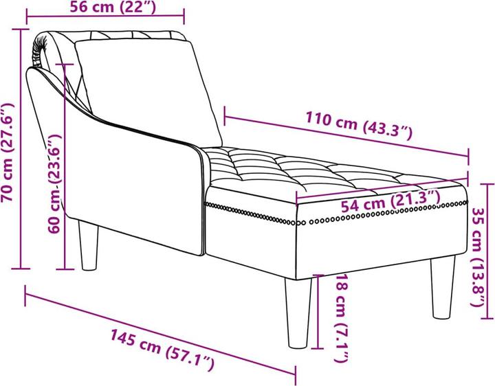 Produktbild vidaXL Chaiselongue Lounge Sofa Recamiere mit Rechter Armlehne Kunstleder (Recamiere)