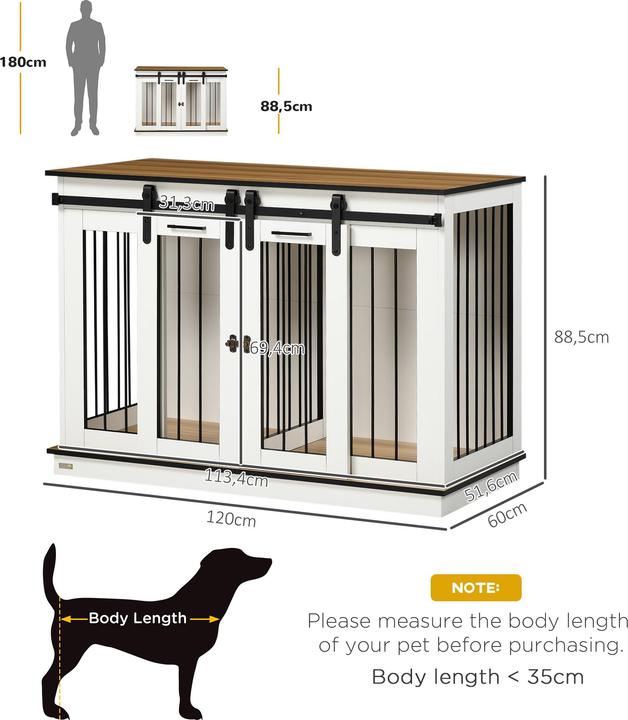 Immagine prodotto PawHut Hundekäfig MDF, Stahl Weiss (Gabbia per cani)