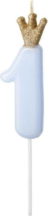 Partydeco Zahlenkerze mit Krone (1 x)
