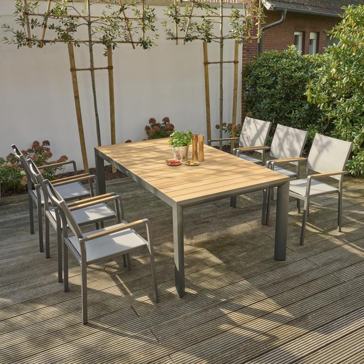 Actual product image Siena Garden Silva Dining Tisch 180x100cm matt anthrazit / Teak FSC (180 cm)