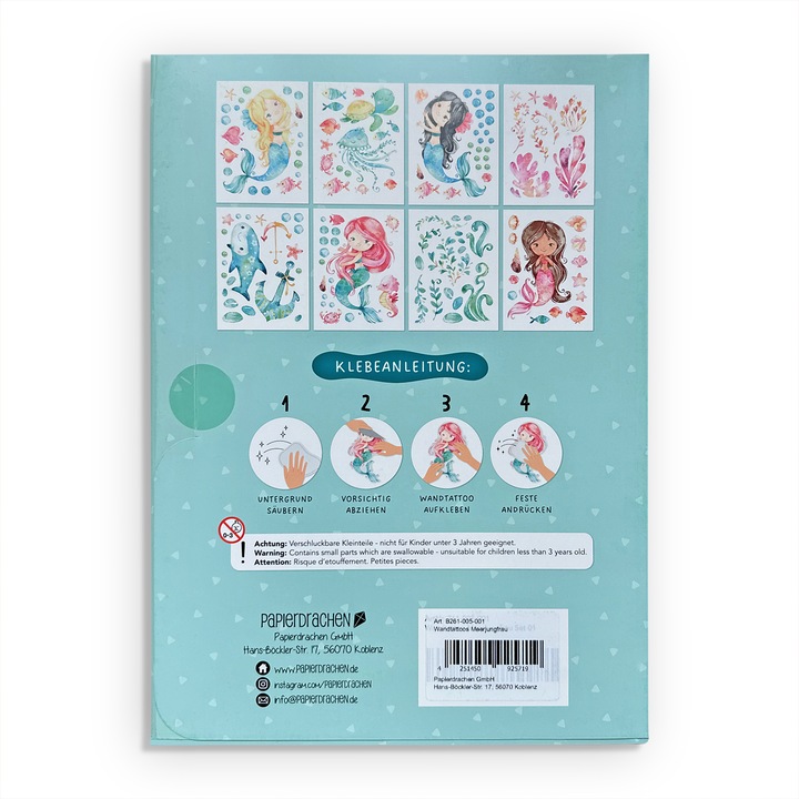 Image du produit Papierdrachen Autocollants muraux - sirène - set 1 (2 x 22 x 32 cm)