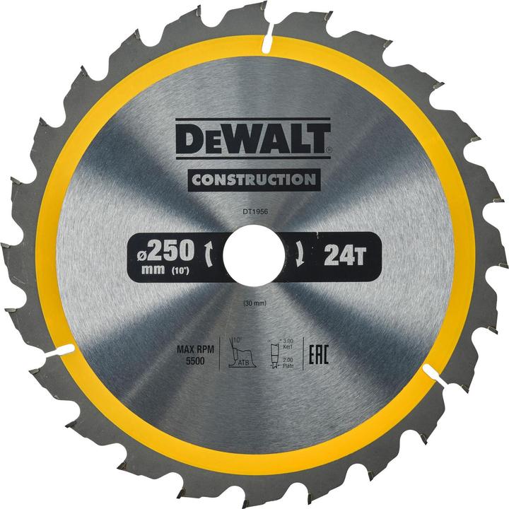 Productafbeelding DeWalt Cirkelzaagblad Stat. 250/30mm 24WZ