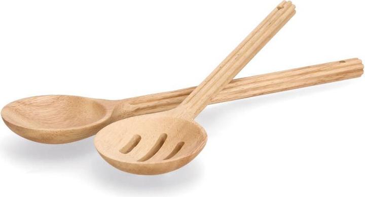 Actual product image Zeller Present Stripes" salad servers set, 2-piece, rubber tree (Salad servers)