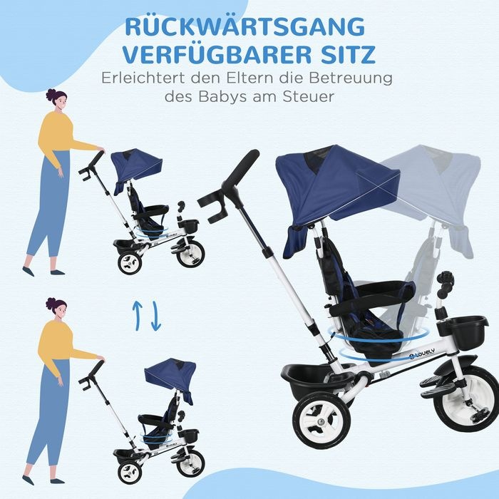 Produktbild Swisshandel24 6in1 Dreirad Schubstange Kinderdreirad, 1-5 Jahre, Blau