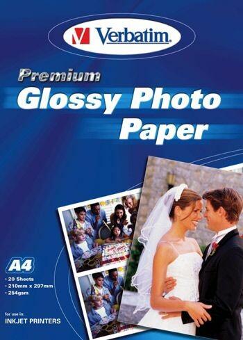 Verbatim Carta fotografica A4 Premium lucida, 20 pezzi (254 g/m², A4, 20 x)
