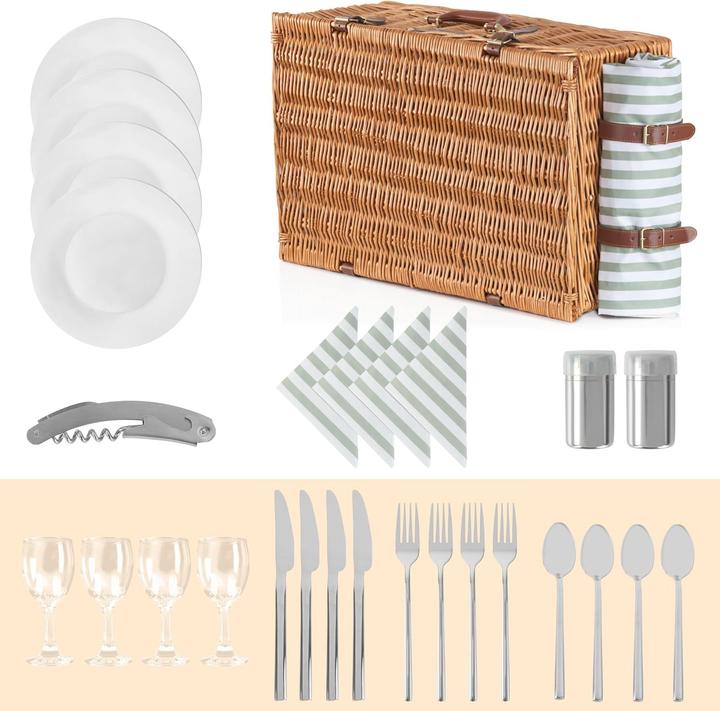 Actual product image CampFeuer Picknickkorb für 4 Personen mit 29-teiligem Geschirr-Set
