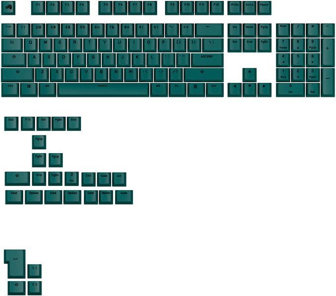 Image du produit Glorious GPBT Basics Keycaps, ANSI Layout (US), PBT, Dye-Sub - Totem vert