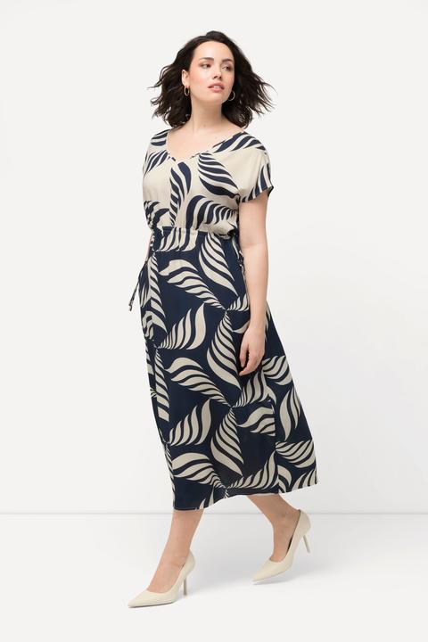 Image du produit Ulla Popken Robe maxi à décolleté en V et sans manches, imprimé graphique (50, 52)