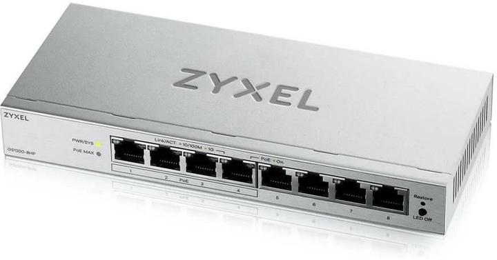 Actual product image Zyxel GS1200-8HPV3 8-Port Gigabit PoE+ web/smart managed (8 ports)