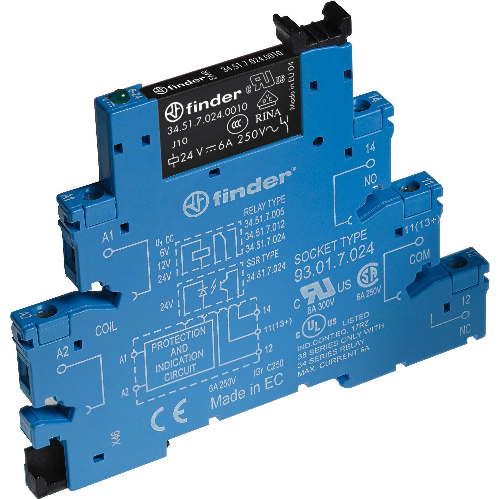 Finder Koppelrelais 6A 12VDC Serie 38, Relais