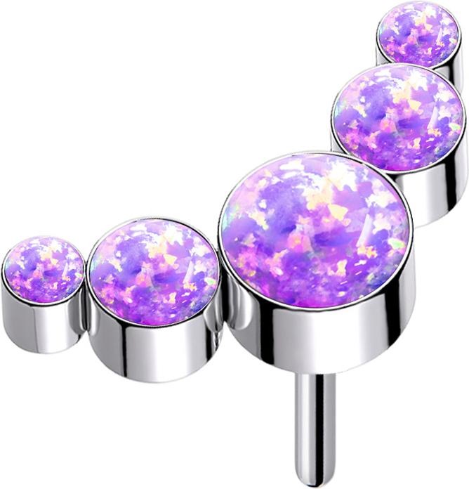 Immagine prodotto Star Piercing Threadless argento cinque opali viola (Titanio G23, senza ottone)