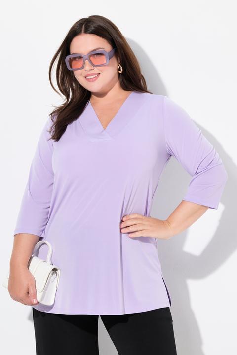 Produktbild Ulla Popken Longshirt, A-Linie, V-Ausschnitt, 3/4-Ärmel (56)