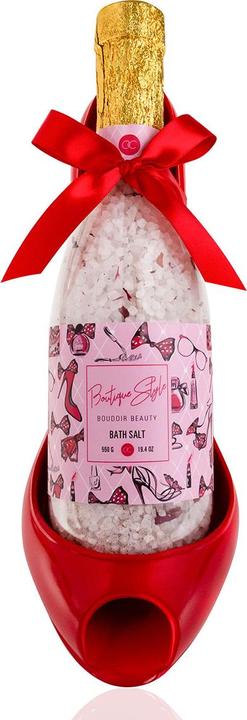 Accentra Geschenkset BOUTIQUE STYLE in Keramikschuh (9x18x18 cm ) "Weinflaschenhalterung", inkl. 550g Badesal (Haarpflege Set)