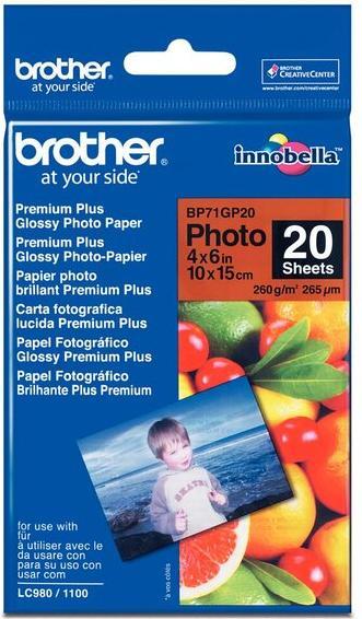 Image du produit Brother Premium Plus Glossy BP-71GP20 (260 g/m², 10 x 15 cm, 20 x)