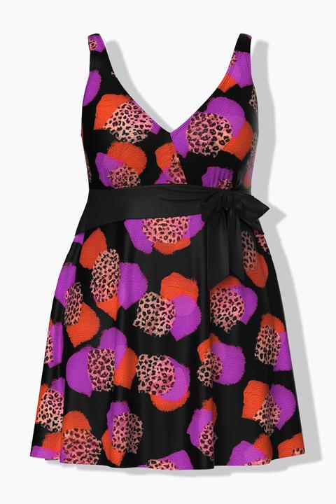 Produktbild Ulla Popken Badekleid, Leomuster, Softcups, Schleife (50)