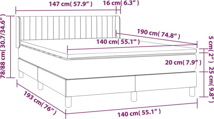 Immagine prodotto vidaXL Boxspringbett (140 x 190 cm)