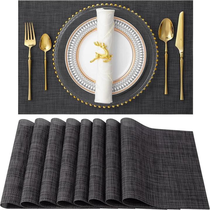 Produktbild Esmée Hitzebeständige PVC Tischunterlage Abwaschbare Teller Untersetzer Tischset 8er Set (8 Stk., 45 x 30 cm)