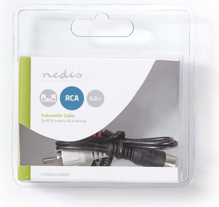 Image du produit Nedis Câble pour caisson de basses 2 x RCA mâle - RCA femelle 0,2 m (0.20 m, RCA)