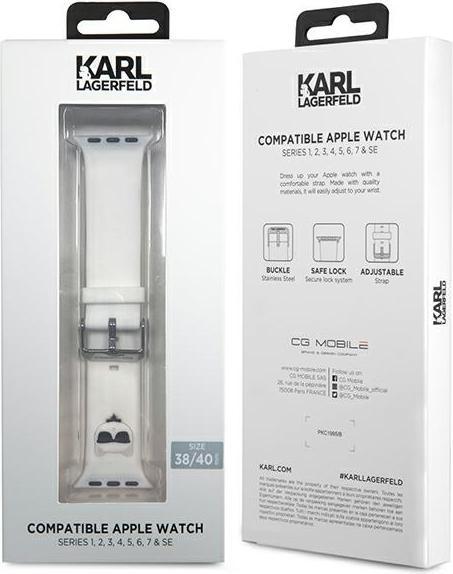 Produktbild Karl Lagerfeld Pasek KLAWMSLCW Apple Watch 38/40/41mm bia?y/white strap Silicone Choupette Heads (Silikon)