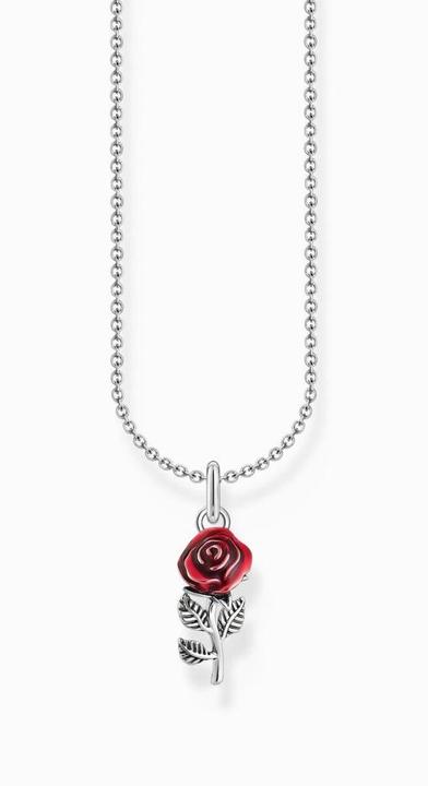 Produktbild Thomas Sabo Kette mit rotem Rosen-Anhänger Silber (925er Silber, Emaille, 38 cm)