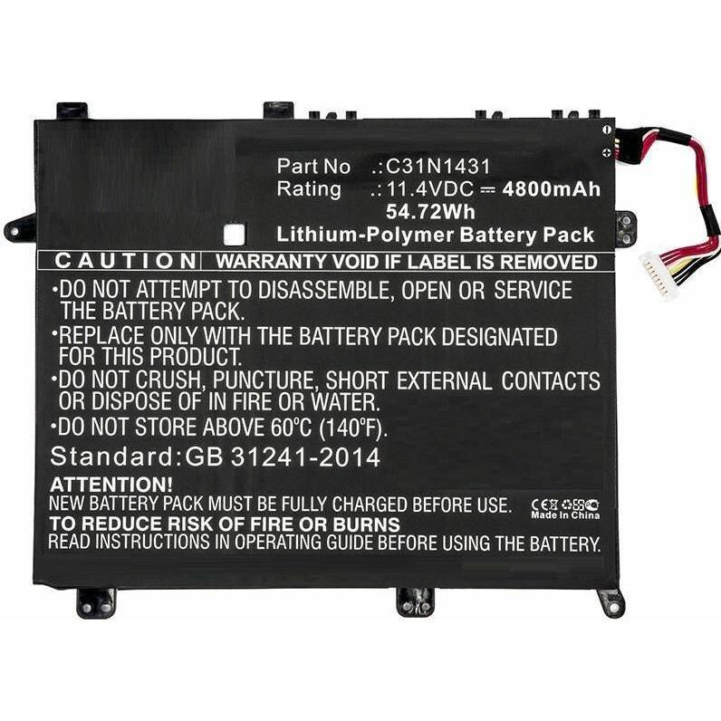 CoreParts Laptop Battery for Asus (1 Zellen, 4800 mAh), Notebook Akku, Schwarz