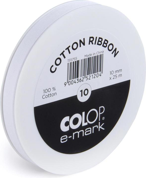 Colop Textile tape e-mark 10 mm x 25 m, White (Gift ribbon, 1 x)