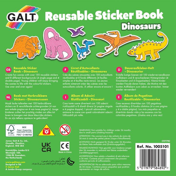 Actual product image Tinka Magic Galt - Reusable Sticker Book - Dinosaurs (55-1005101)