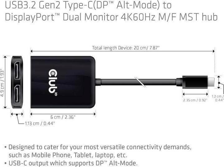 Produktbild Club 3D Usb-Hub (USB Typ-C, 20 cm)