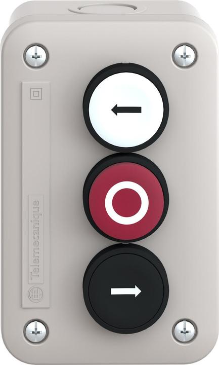 Actual product image Schneider Electric XALE3251 Housing arrow left white ref.o red right sw 1Ö2S w.3button