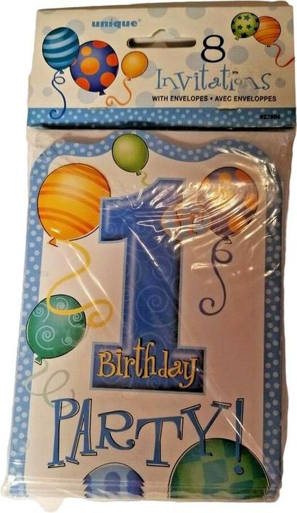 Actual product image Unique Party 1st Birthday Invitations (Pack of 8) (8 pcs.)