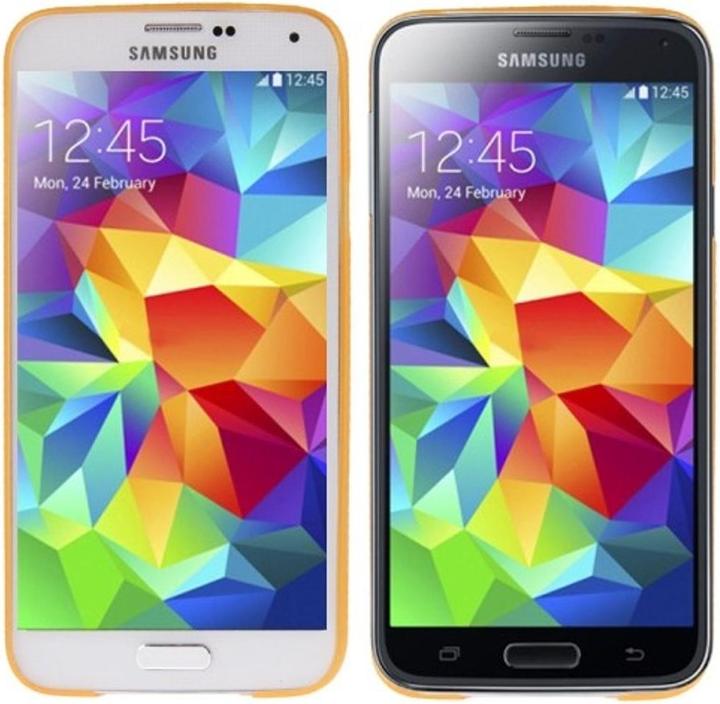 Produktbild König Design Schutzhülle Case Ultra Dünn 0,3mm für Handy Samsung Galaxy S5 / S5 Neo orange Transparent (Samsung Galaxy S5, Samsung Galaxy S5 Neo)