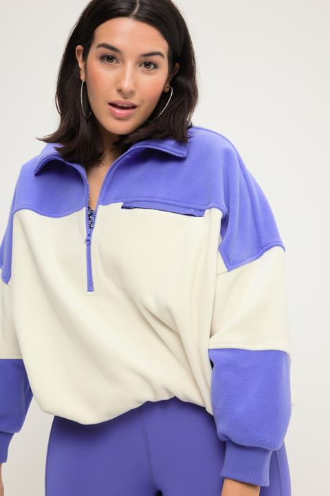 Produktbild Studio Untold Fleece-Sweater, Boxy Shape, Colorblocking, Stehkragen mit Zipper (58)