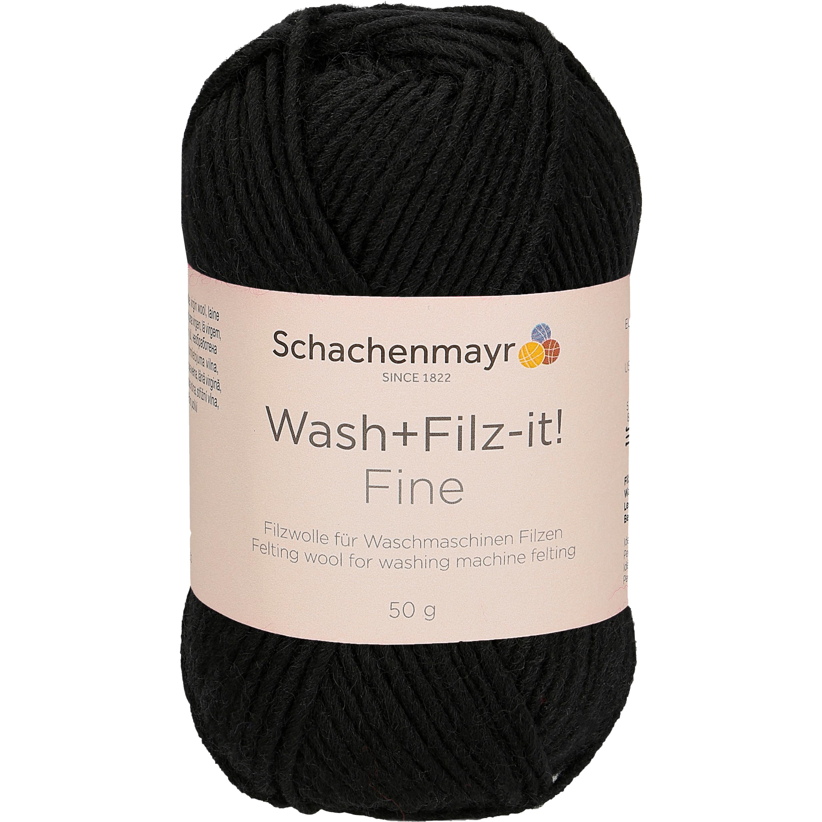 Schachenmayr Wash + Filz-it! Fine, 50 g, ca. 100 m, Garn + Wolle, Schwarz