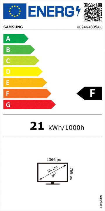 Energy Label Samsung UE24N4305AK (24", LED, HD ready)
