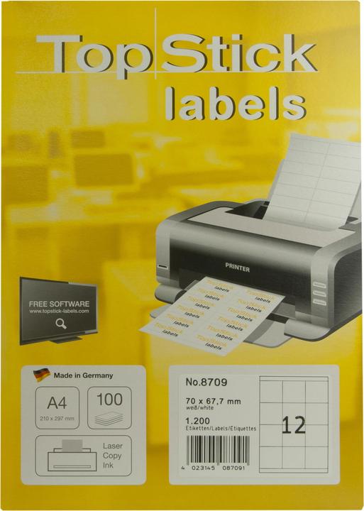 Produktbild TopStick TOP STICK Universal-Etiketten, 70,0 x 67,7 mm, weiá