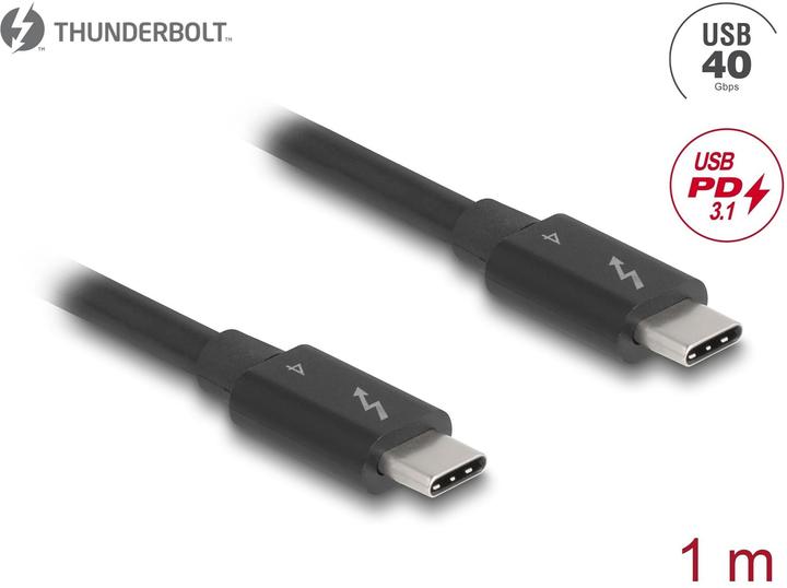 Produktbild Delock Thunderbolt 4 Kabel 40 Gbps PD 3.1 240 W 1 m schwarz (1 m, 240 W)